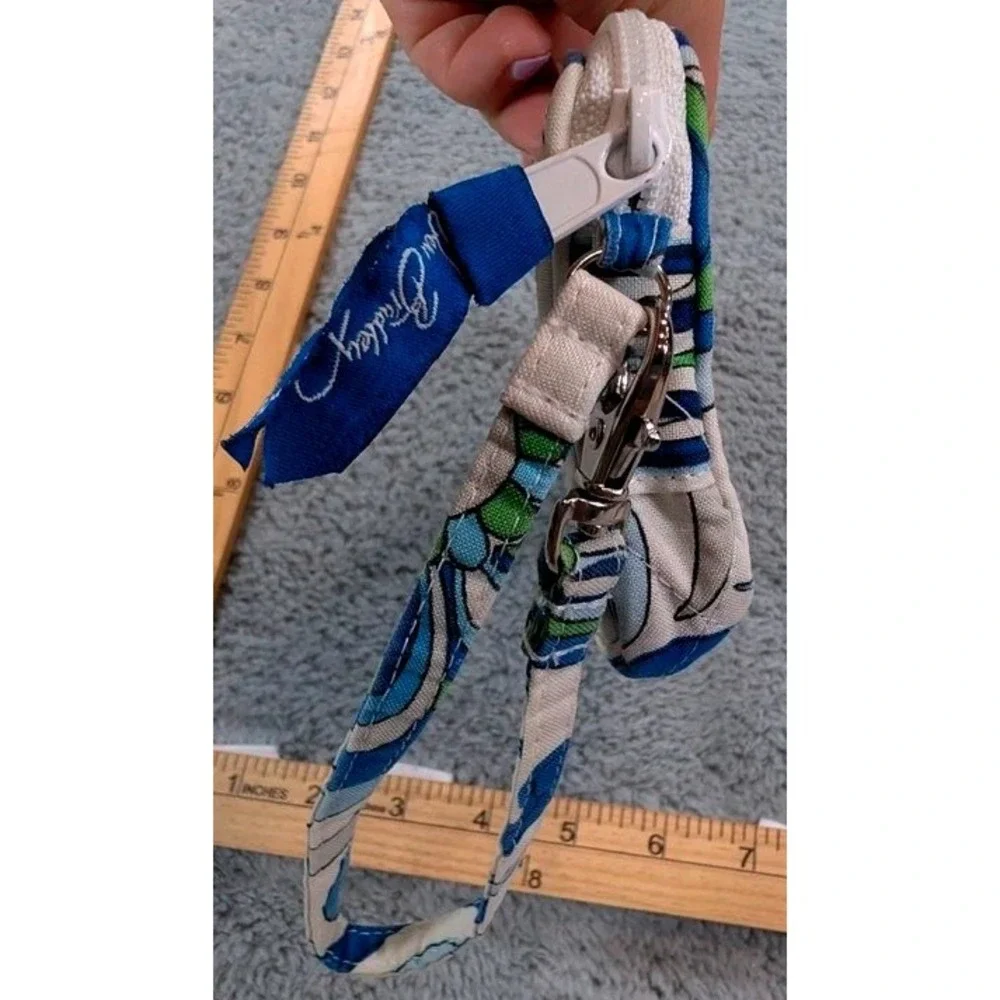 Vera Bradley Mediterranean White Quilted Cotton Zip Wristlet - Made in USA